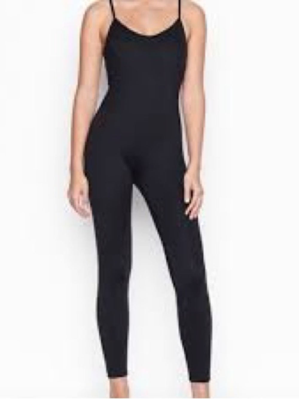 Pink Victoria's Secret Black Slim Spaghetti-Strap Jumpsuit